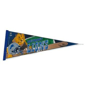 1990's Detroit Lions Pennant Flag 30” NFL Football Wincraft Edition #3 Vintage